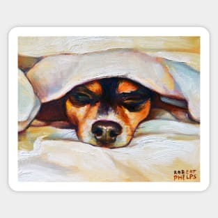 Cute Snuggle Sleeping Chihuahua by Robert Phelps Sticker